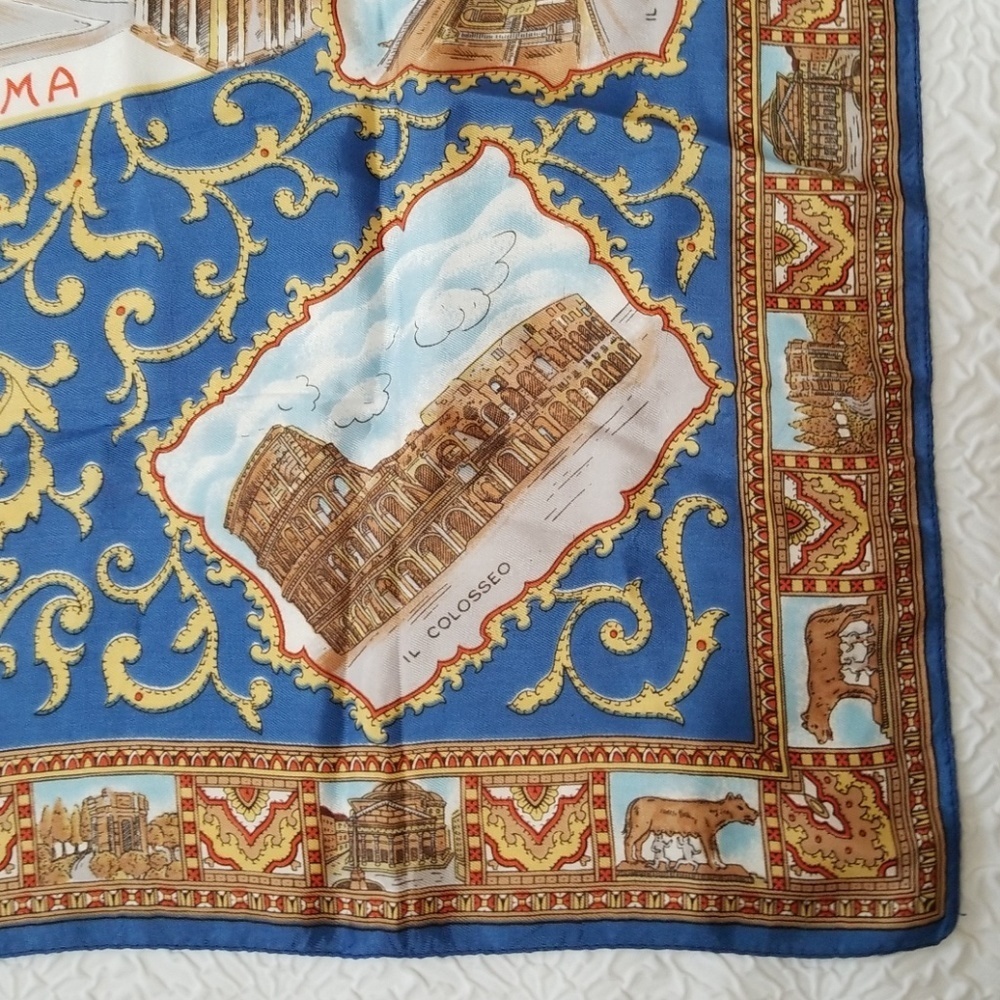 Vintage Roma Souvenir Silk Square Scarf - Picture 2 of 10
